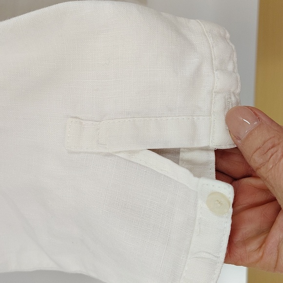 Eddie Bauer linen button down white with embroidered flowers size large Tall - Picture 4 of 7